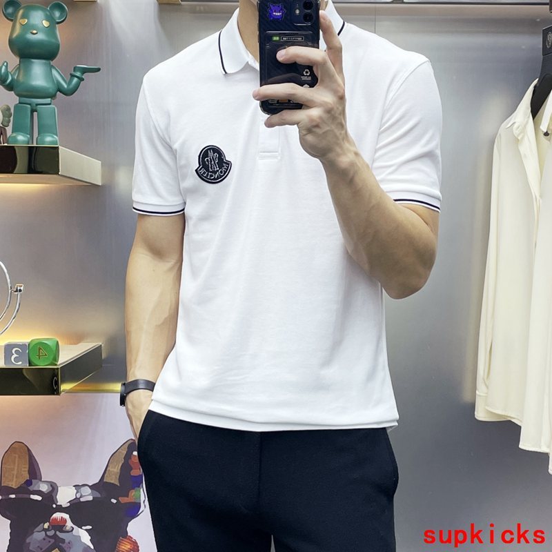 Side profile of Moncler luxury clothing with logo-detail design