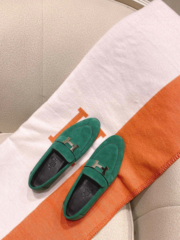 Hermès Grey Bow-Detail Flats - Sole Detail View