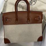 Side view of structured structured handbag