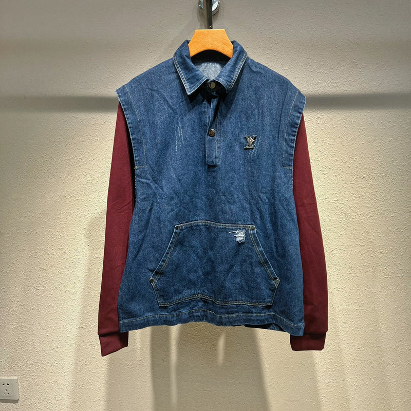 Front view of Louis Vuitton luxury clothing with logo-detail design