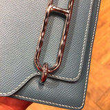 Side view of timeless structured handbag