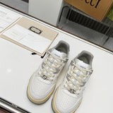 Gucci crisp white luxury sneakers view 5 retro runner design