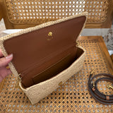 Front view of Celine Multipochette In Raffia Bag premium cel multipochette in raffia bag