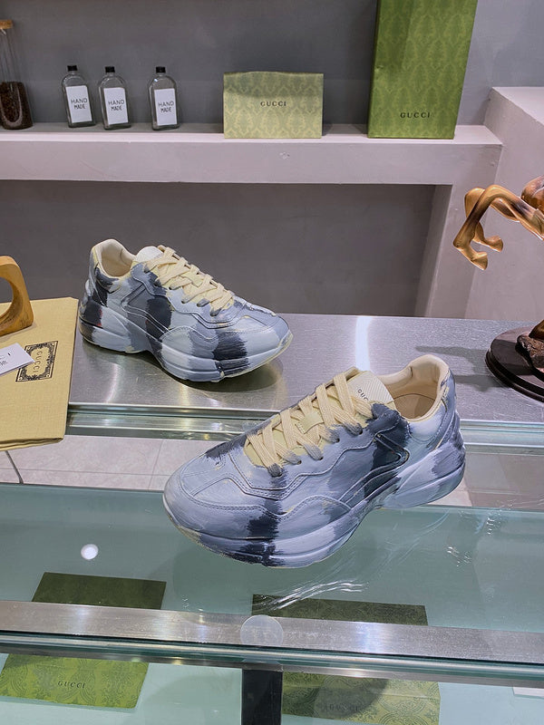 Gucci soft grey luxury sneakers view 6 bold athletic profile