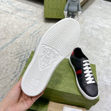 Side profile of Gucci clean off-white sneakers premium leather build