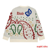 Side profile of Rhude luxury clothing with monogram-inspired silhouette