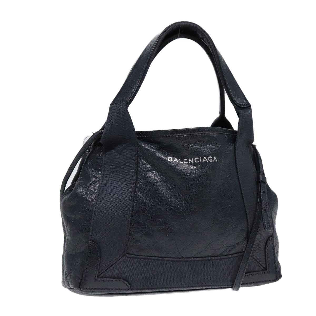 Balenciaga Navy Cabas XS Hand Bag Leather 2way Navy Silver 390346 | Luxury Canvas Tote Bag