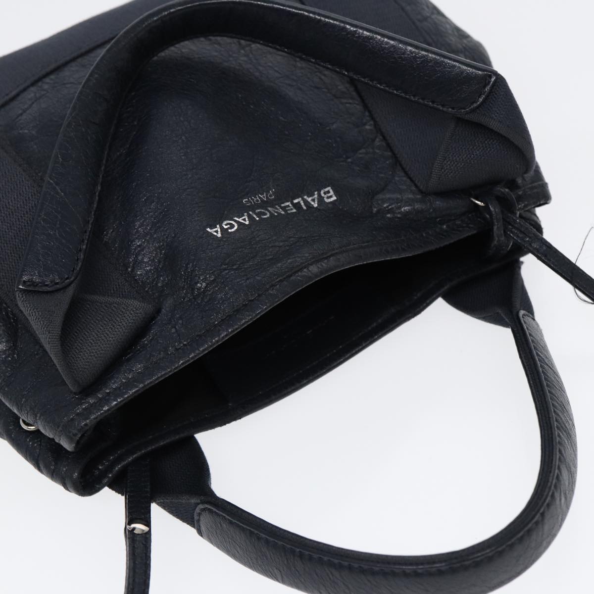 Balenciaga Navy Cabas XS Hand Bag Leather 2way Navy Silver 390346 | Luxury Canvas Tote Bag