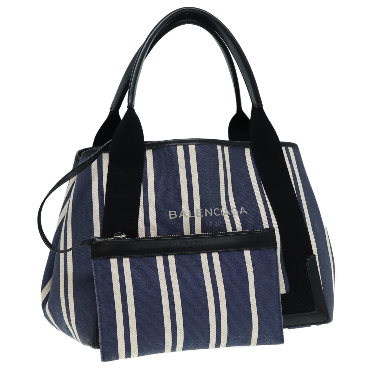 Balenciaga Navy Cabas M Hand Bag Canvas Blue Silver 339933 | Luxury Canvas Tote Bag
