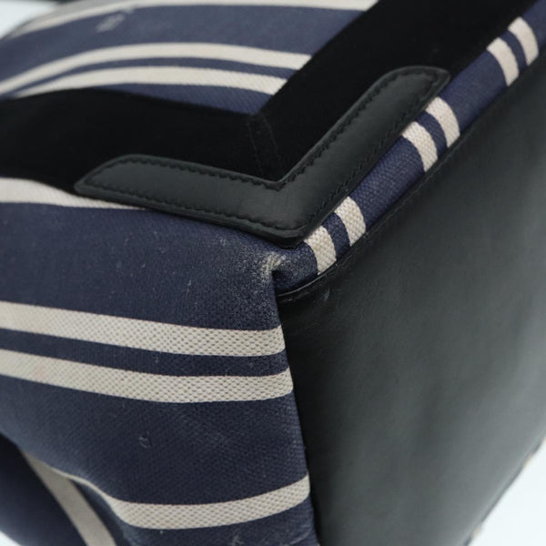 Balenciaga Navy Cabas M Hand Bag Canvas Blue Silver 339933 | Luxury Canvas Tote Bag