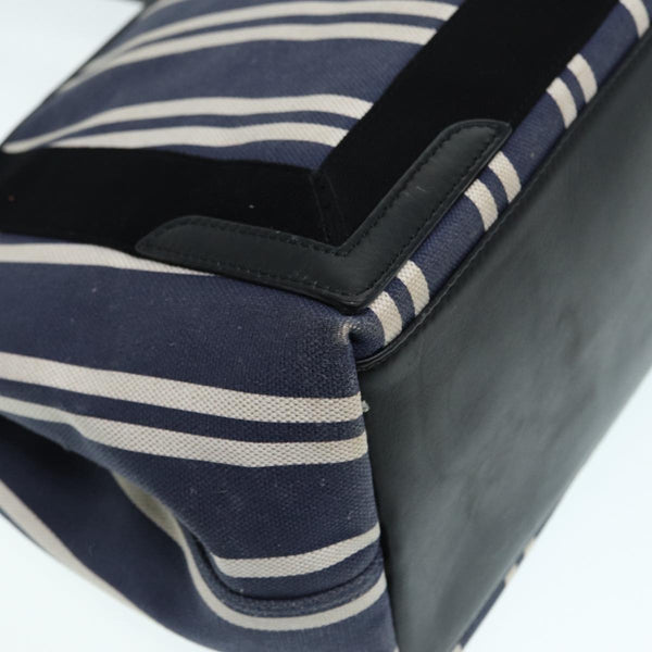 Balenciaga Navy Cabas M Hand Bag Canvas Blue Silver 339933 | Luxury Canvas Tote Bag