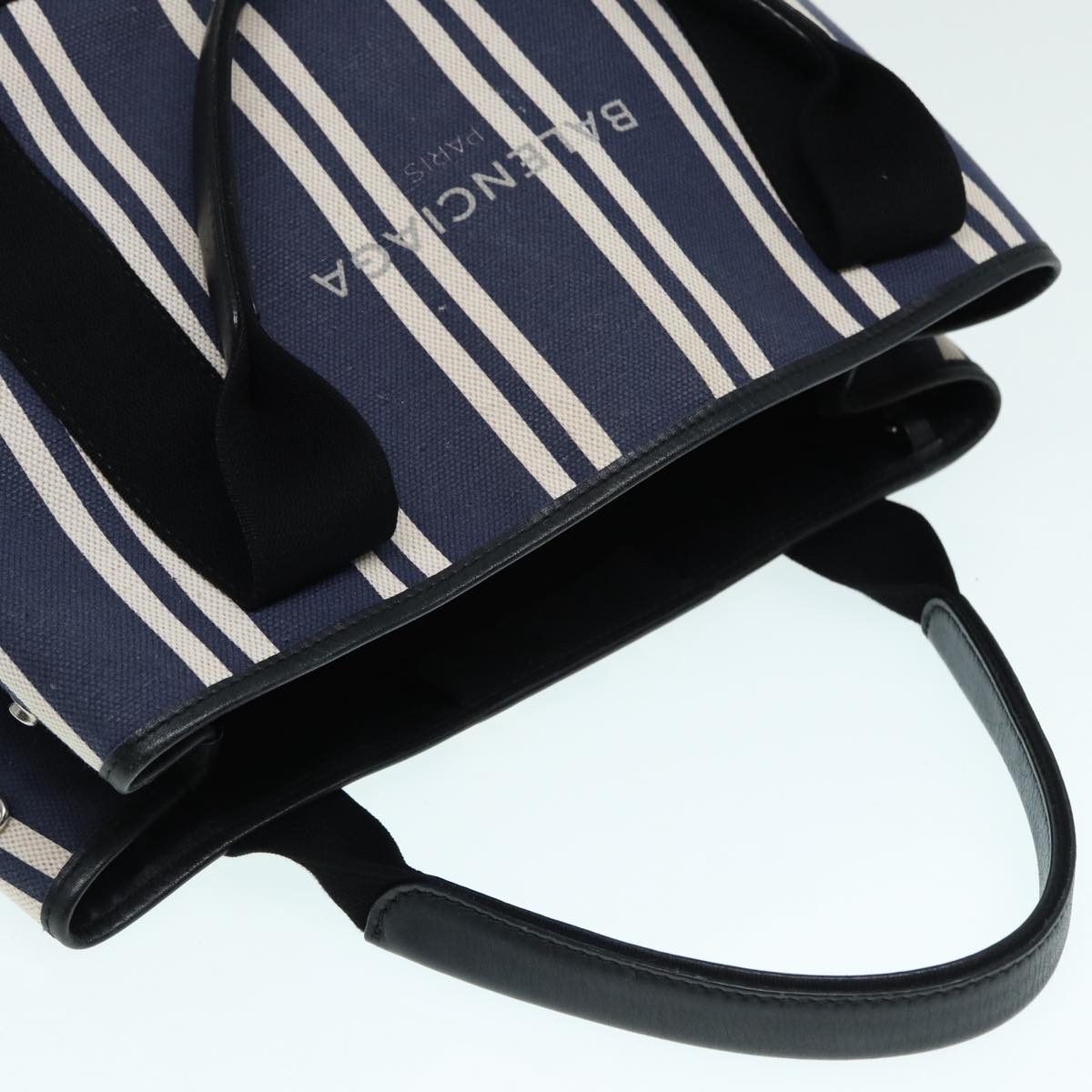 Balenciaga Navy Cabas M Hand Bag Canvas Blue Silver 339933 | Luxury Canvas Tote Bag