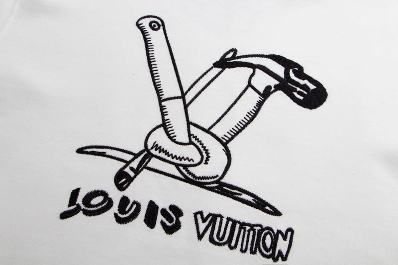 Full styled look of Louis Vuitton luxury clothing with signature branding