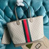 Top view of modern signature women's handbag – women's designer-style accessory