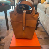 Side view of graceful structured handbag