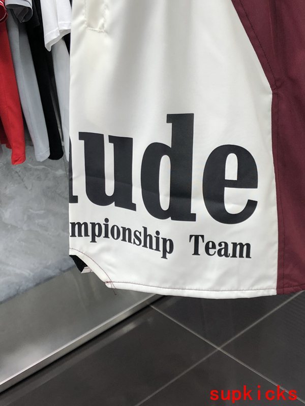 Front view of Rhude luxury clothing with streetwear-inspired cut