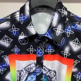 Close-up detail shot of Louis Vuitton cotton t-shirt with signature branding