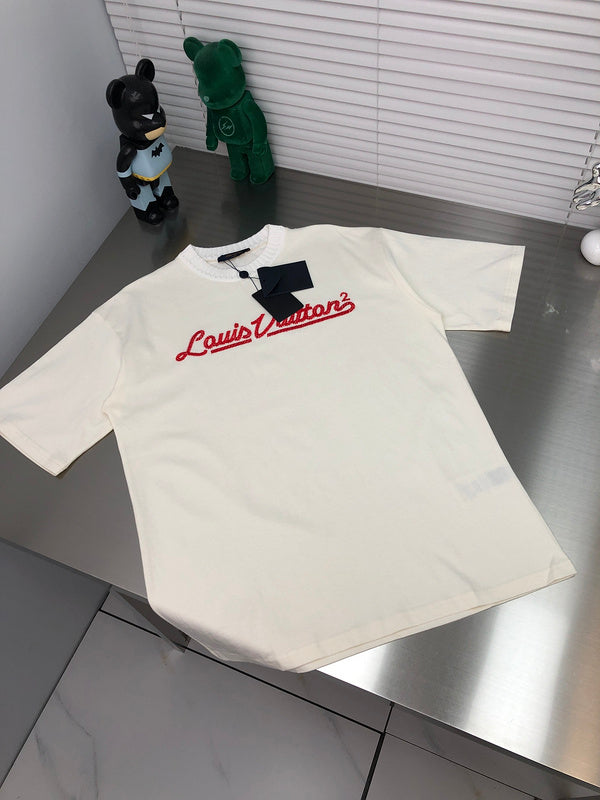Front view of Louis Vuitton cotton t-shirt with label-forward styling