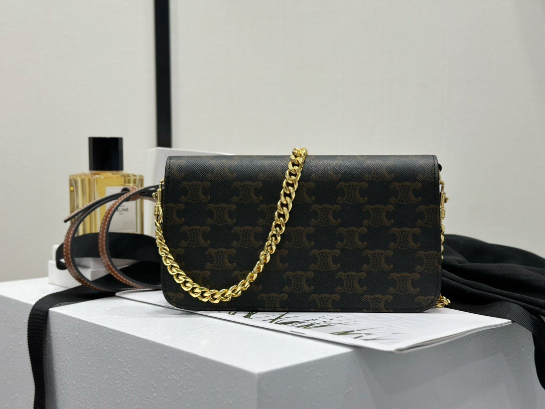 Front view of Celine Multipochette In Triomphe Canvas Bag premium cel multipochette in triomphe canvas bag
