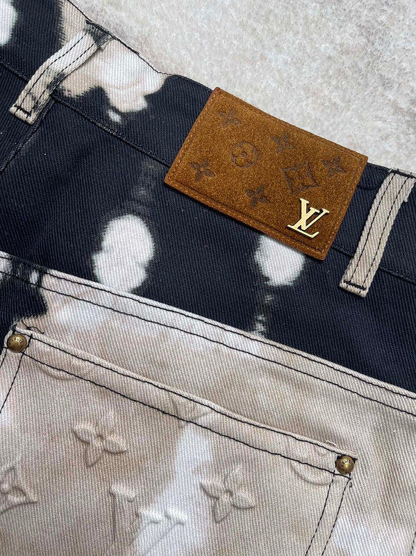 Front view of Louis Vuitton luxury clothing with label-forward styling