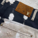 Front view of Louis Vuitton luxury clothing with label-forward styling
