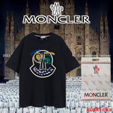 Back view of Moncler luxury clothing with monogram-inspired silhouette