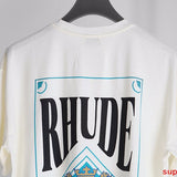 Front view of Rhude luxury clothing with contemporary cut