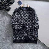 Full styled look of Louis Vuitton luxury clothing with logo-detail design