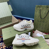 Gucci Luxury sneakers in clean off-white bold athletic profile front view