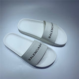 Balenciaga Grey Slide Sandals - Detail Shot of Craftsmanship