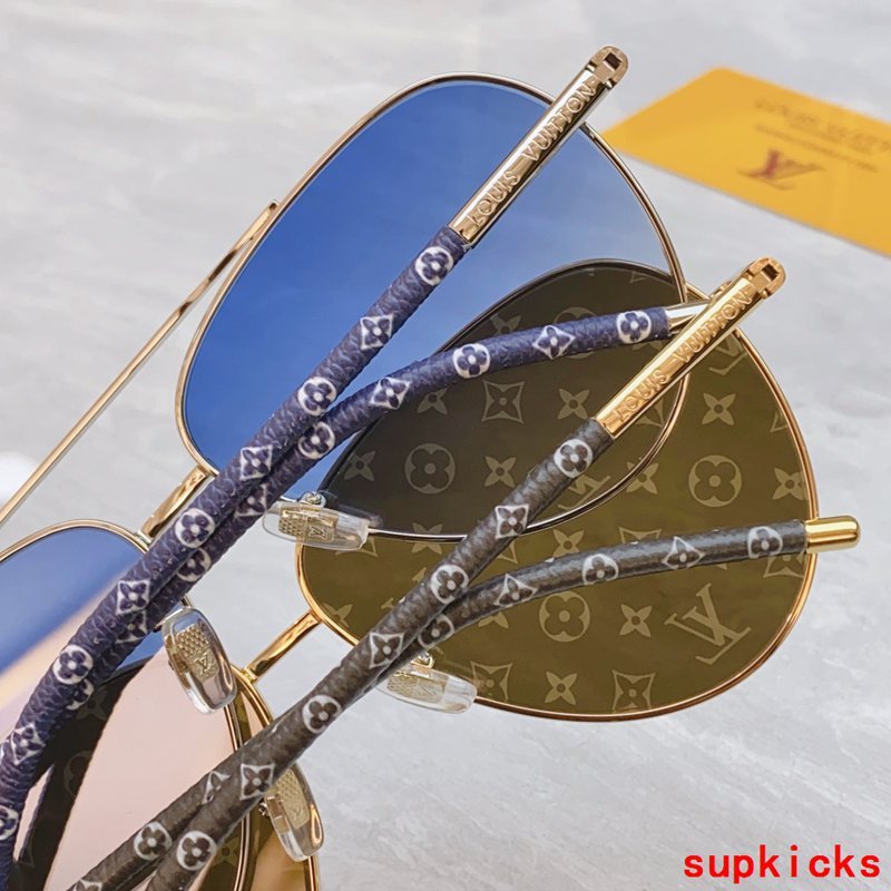 Close-up detail view of Louis Vuitton unisex sunglasses