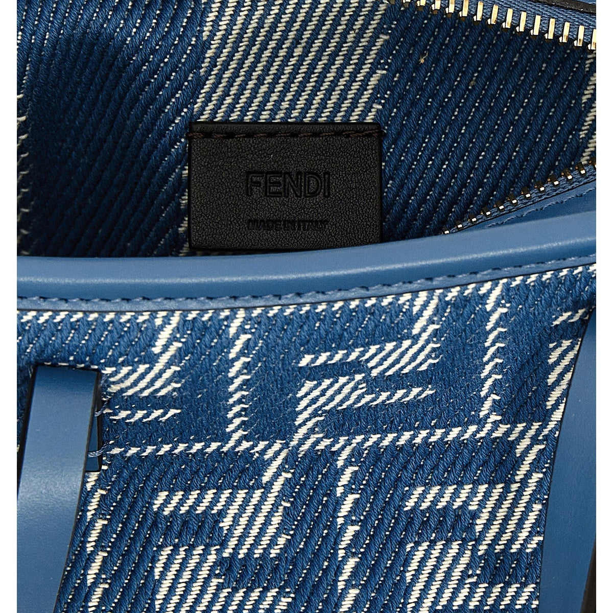 Close-up of Fendi totes hardware and fine stitching