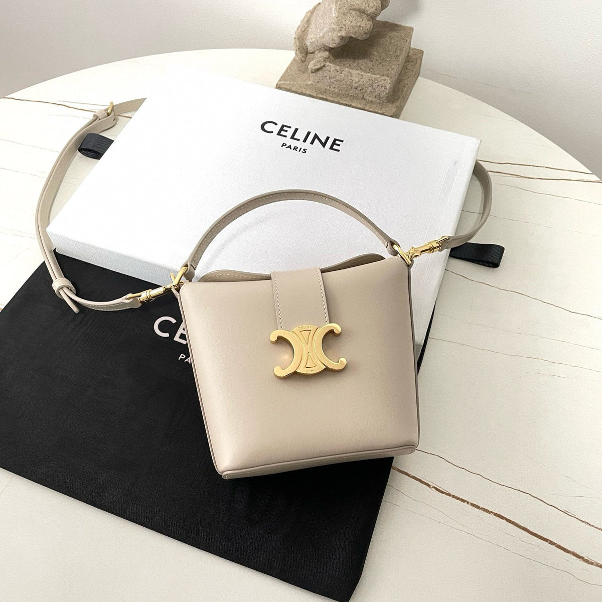 Celine Mini Bucket Louise Bag detail shot – designer craftsmanship and quality