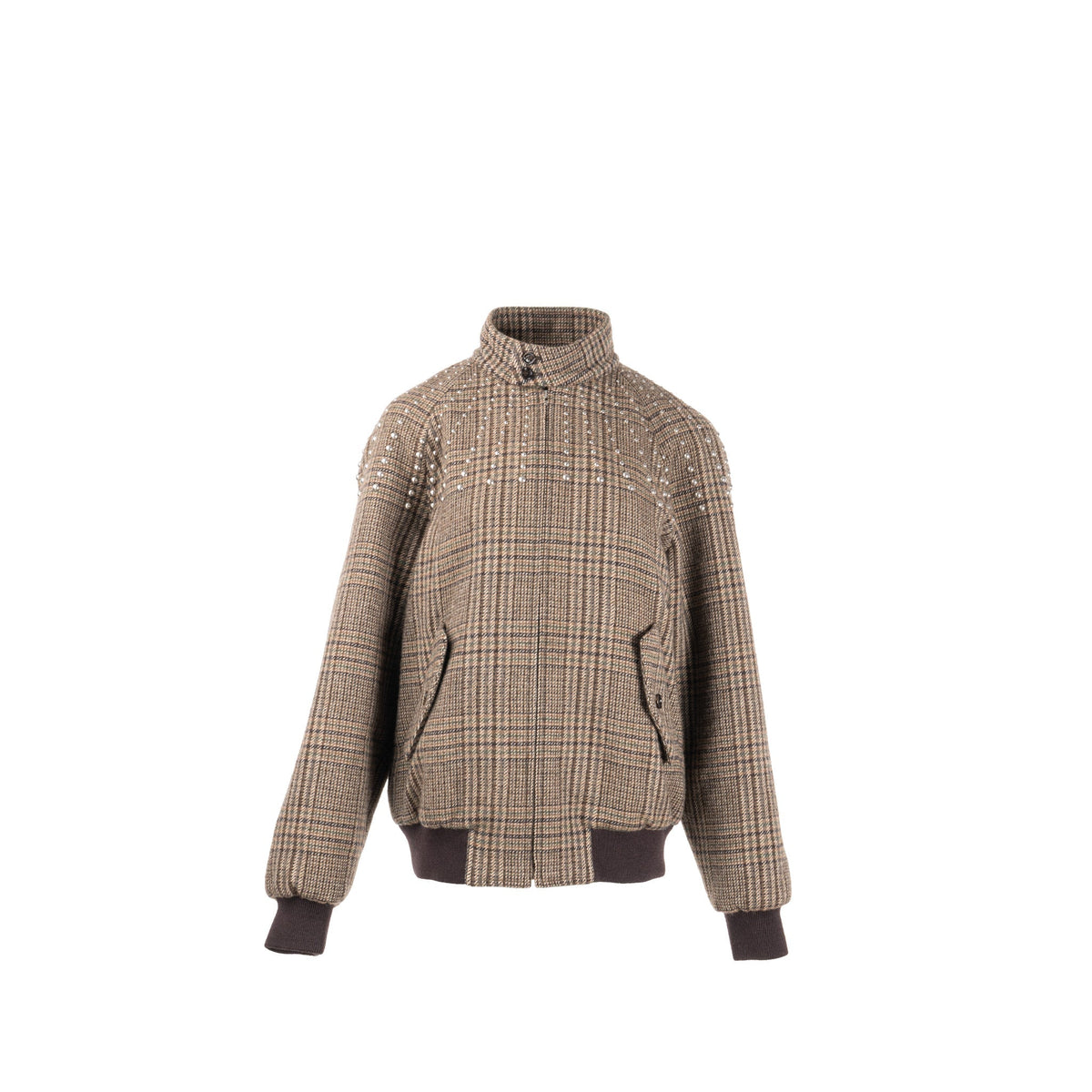 Celine Jackets? Celine Size 46 Studded Teddy Jacket Wool Marron SHW Stylish Everyday Designer Outerwear