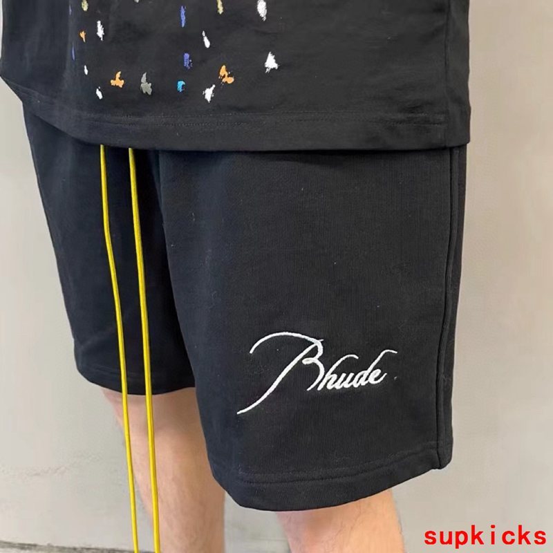 Front view of Rhude luxury clothing with logo-detail design
