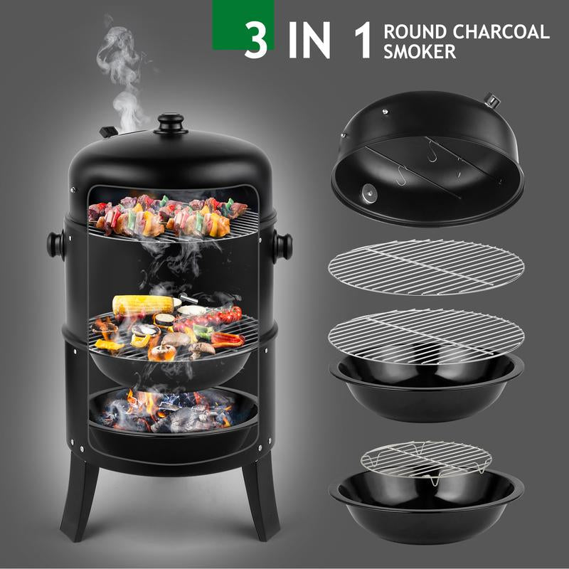 Smoker Carbon Grill, Portable Charcoal BBQ Barrel Grill