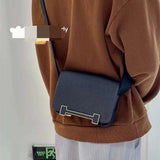 Side view of sophisticated structured handbag