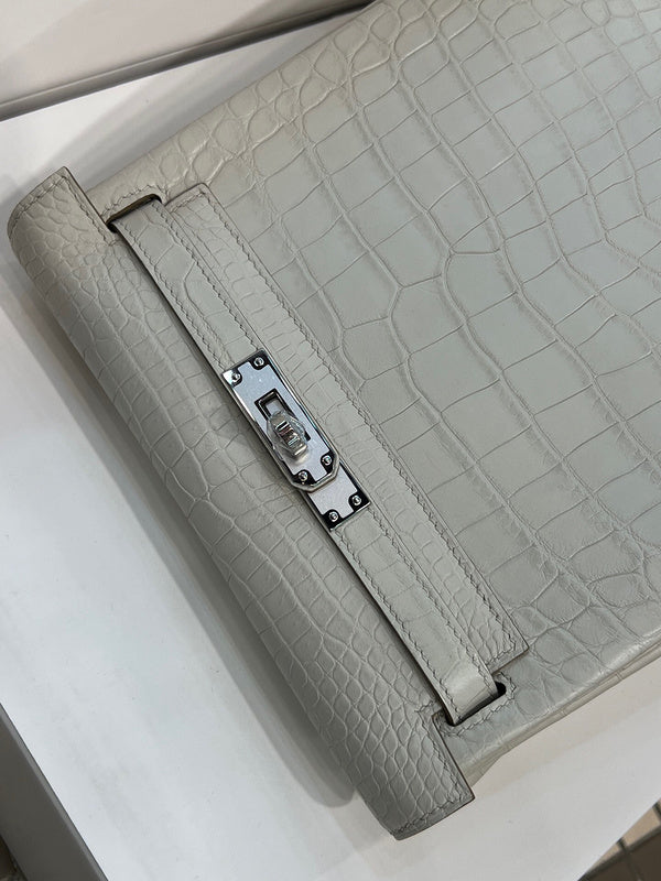 Side view of minimalist structured handbag