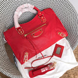 Front view of polished statement women's handbag – women's designer-style accessory