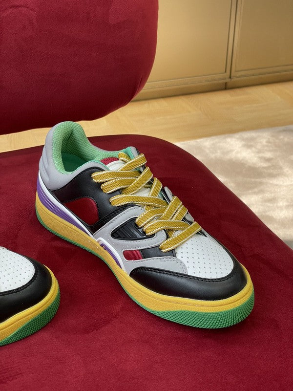 Gucci two-tone luxury sneakers view 6 signature lace-up style