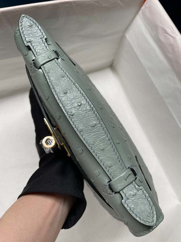 Side view of modernist structured handbag