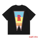 Flat lay presentation of Rhude luxury clothing with relaxed-fit cut