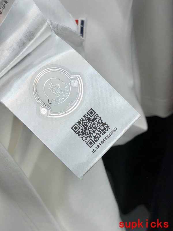 Side profile of Moncler luxury clothing with relaxed-fit cut