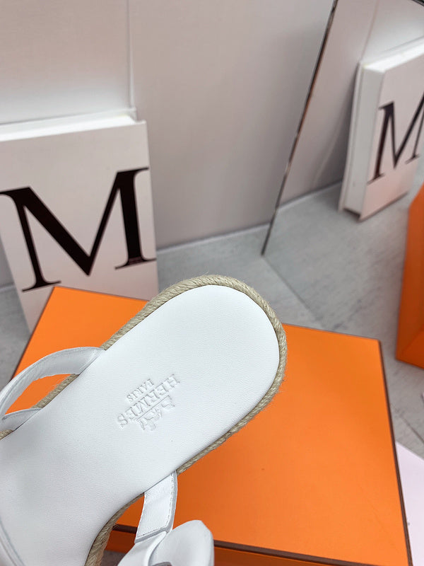 Hermès White Ankle Strap Heels - Sole Detail View