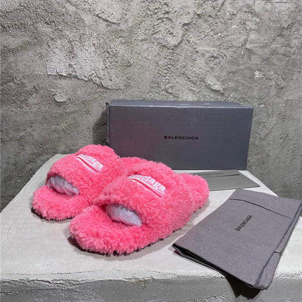 Balenciaga Beige Slide Sandals - Side Profile View