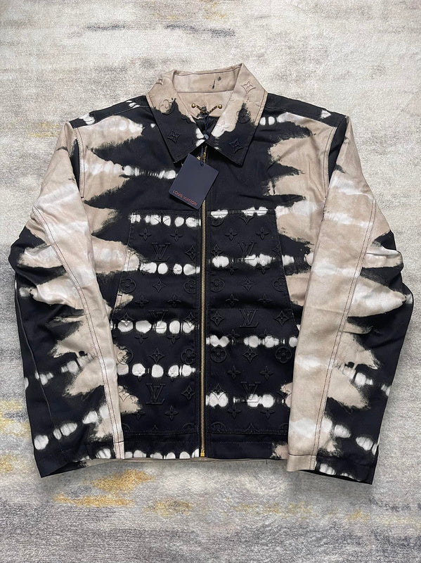 Front view of Louis Vuitton luxury clothing with label-forward styling