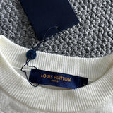 Front view of Louis Vuitton luxury clothing with monogram-inspired silhouette