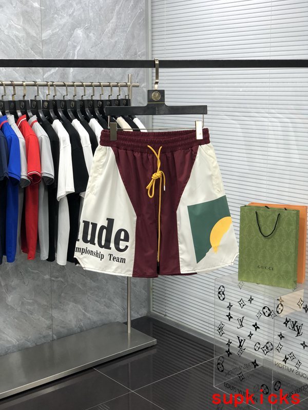 Front view of Rhude luxury clothing with streetwear-inspired cut