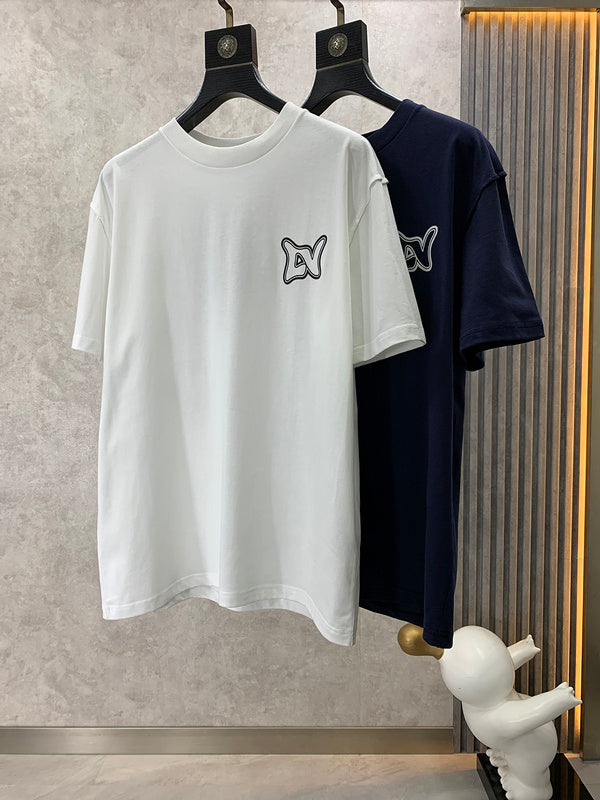 Close-up detail shot of Louis Vuitton cotton t-shirt with everyday silhouette
