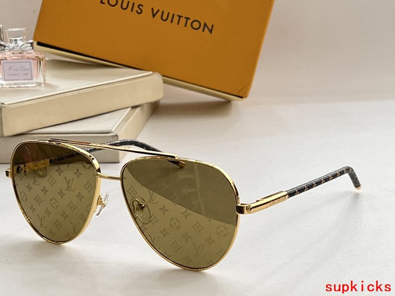 Close-up detail view of Louis Vuitton unisex sunglasses